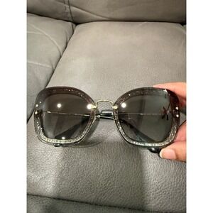 Miu Miu SMU 02T Oversized Square Sunglasses Grey Gold Made in Italy UES-0A7 65mm